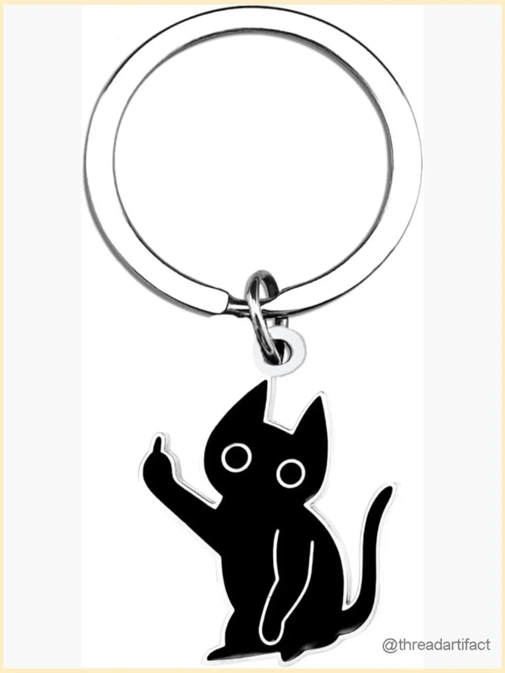 Gothic Cat Keychain with Middle Finger - Funny Cat Lover Gift, Sarcastic